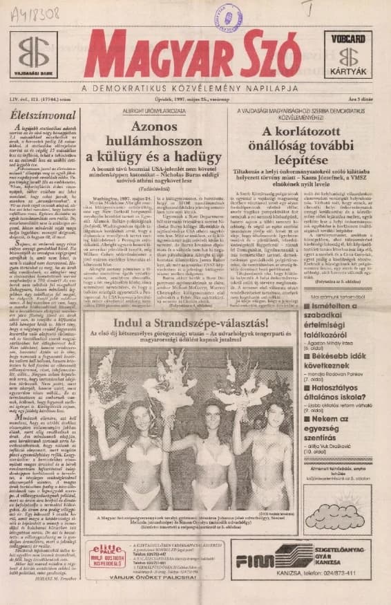 Magyar Szó, 54. évf. 1997. május 25. 121. sz. 1–24. oldal