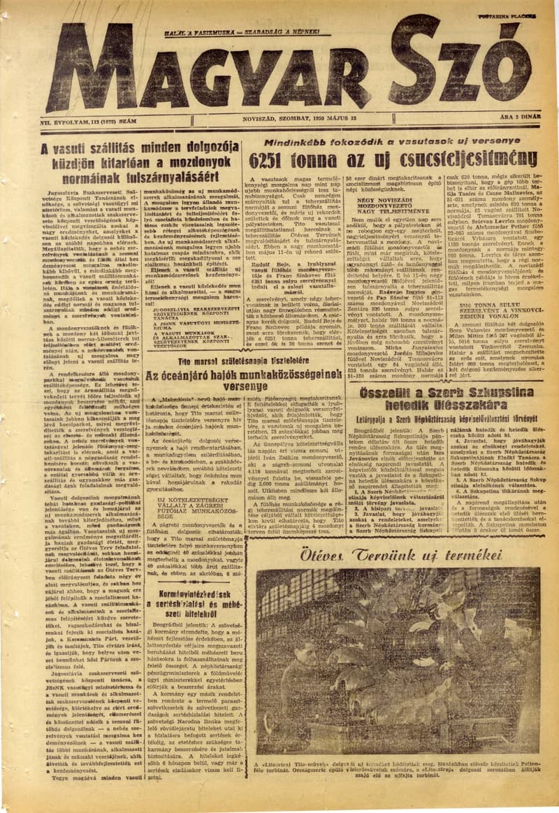 Magyar Szó, 7. évf. 1950. május 13. 113. sz. 1–4. oldal