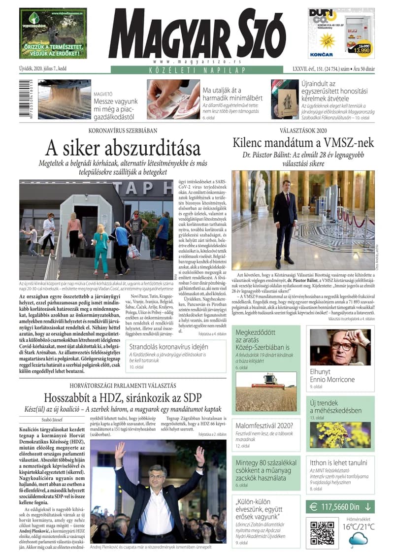 Magyar Szó, 77. évf. 2020. július 7. 151. sz. 1–20. oldal