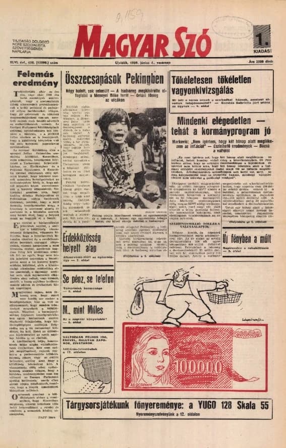 Magyar Szó, 46. évf. 1989. június 4. 150. sz. 1–32. oldal