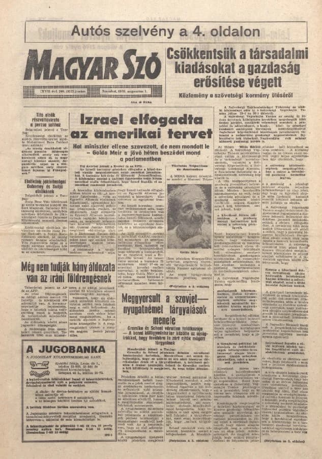 Magyar Szó, 27. évf. 1970. augusztus 1. 209. sz. 1–16. oldal