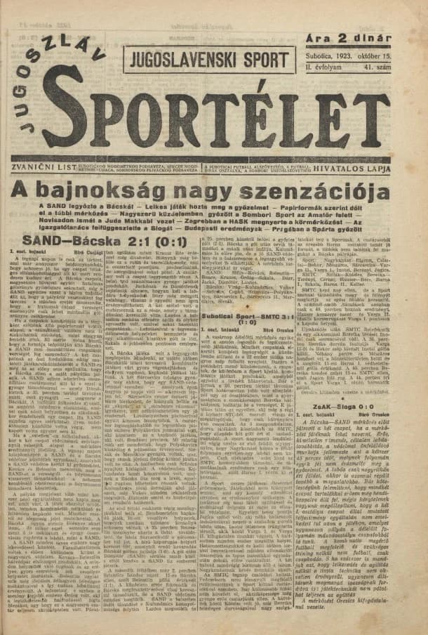 Jugoszláv sportélet, 2. évf. 1923. október 15. 41. sz.