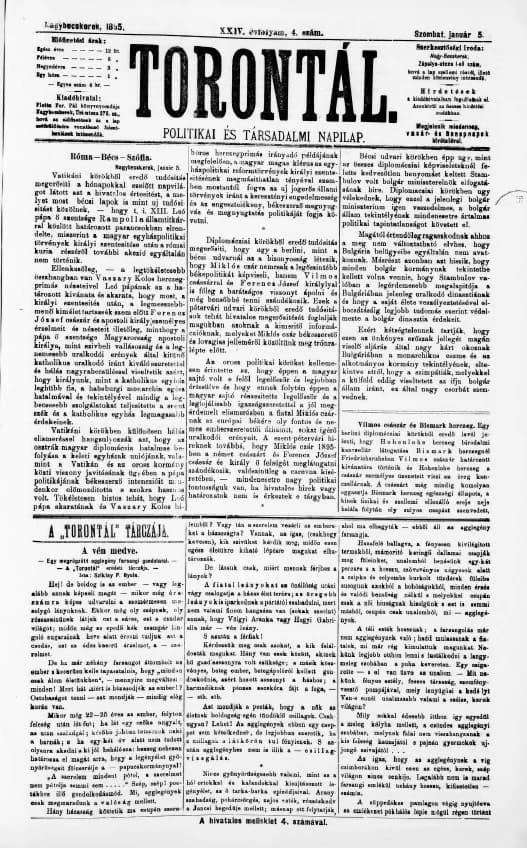 Torontál, 24. évf. 1895. január 5. 4. sz.