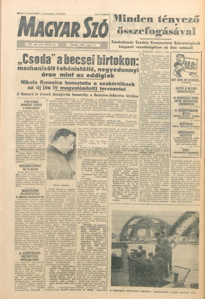 Magyar Szó, 16. évf. 1959. szeptember 11. 214. sz. 1–22. oldal