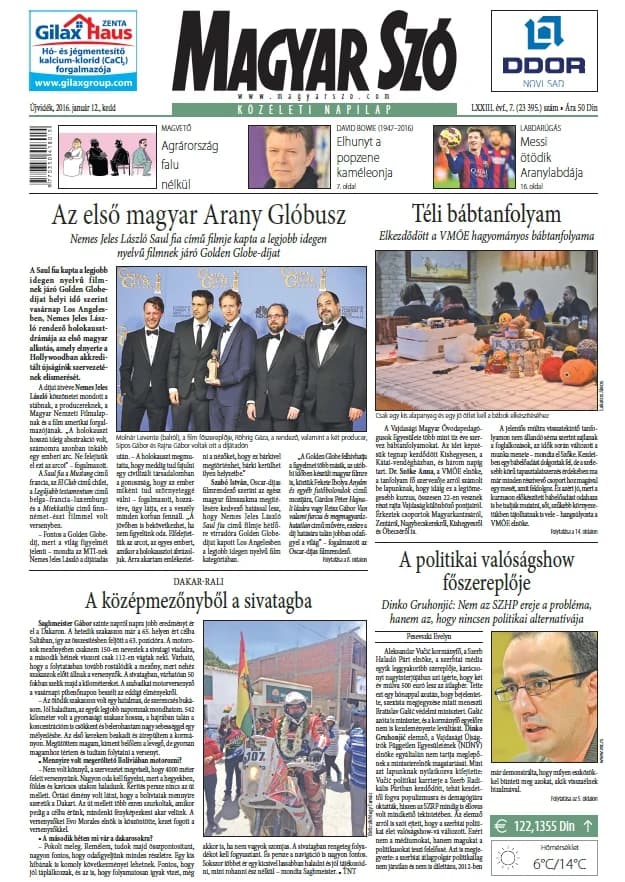 Magyar Szó, 73. évf. 2016. január 12. 7. sz. 1–20. oldal