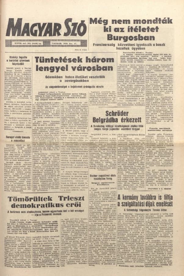 Magyar Szó, 27. évf. 1970. december 17. 345. sz. 1–16. oldal