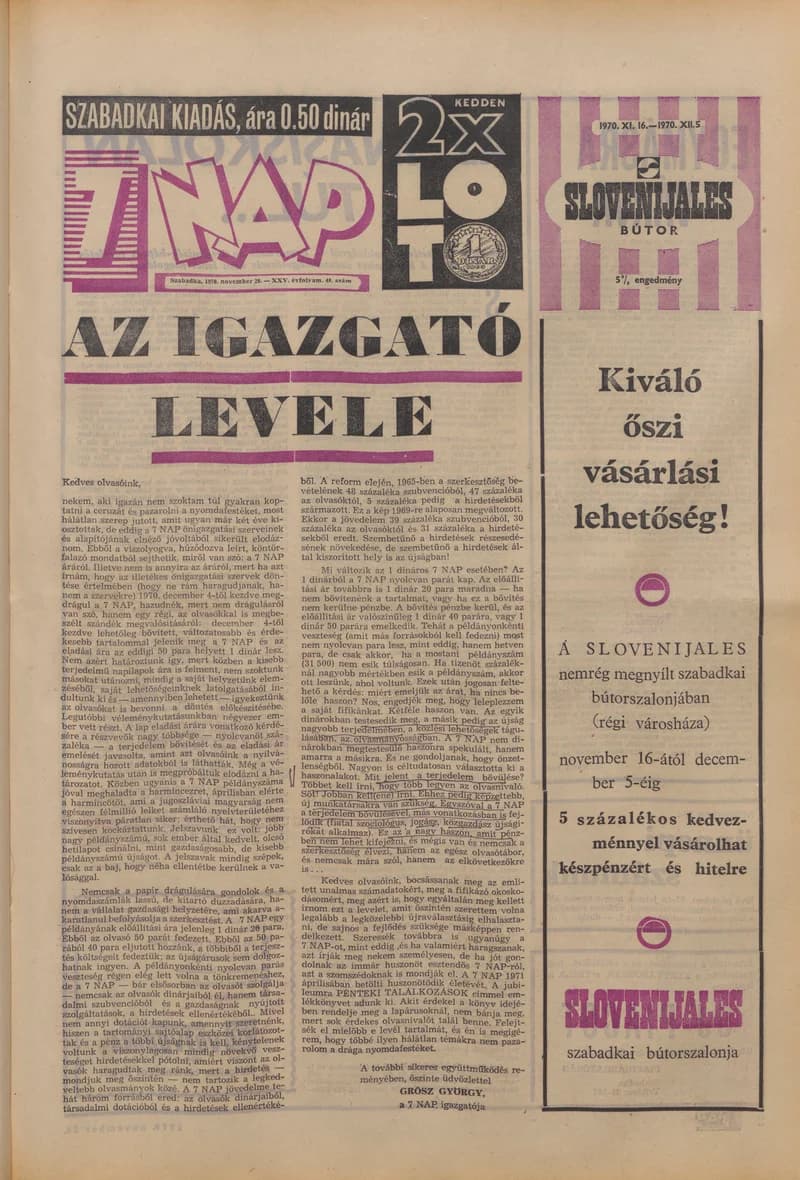 7 Nap, 25. évf. 1970. november 20. 48. sz. 1–24. oldal