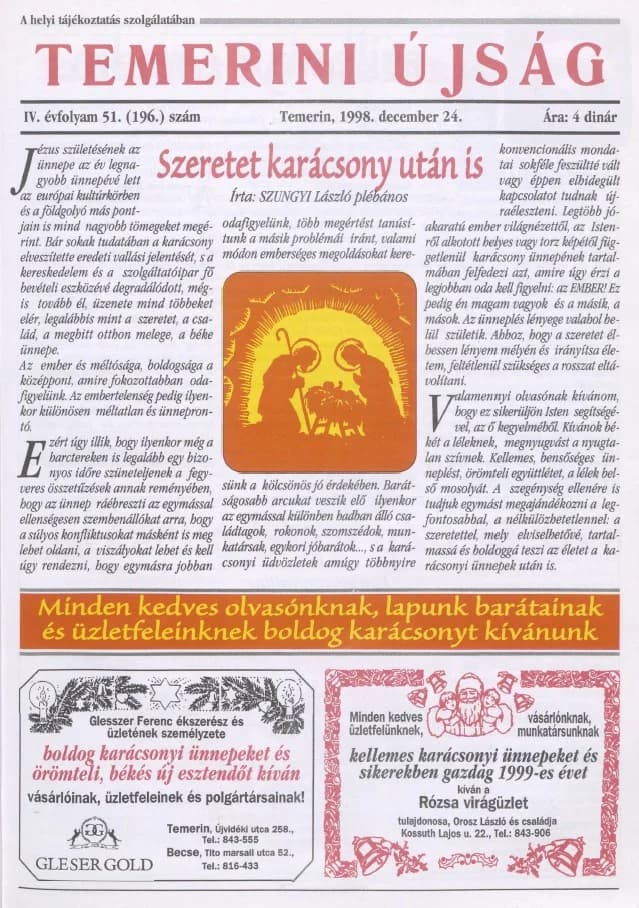 Temerini Újság, 4. évf. 1998. december 24. 51. sz.