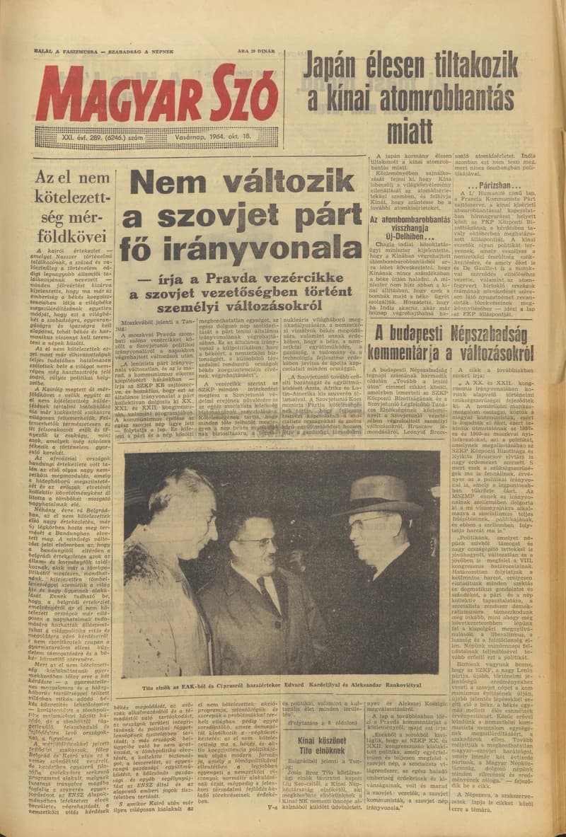 Magyar Szó, 21. évf. 1964. október 18. 289. sz. 1–24. oldal