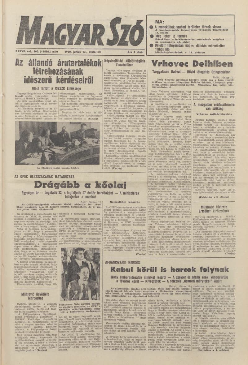 Magyar Szó, 37. évf. 1980. június 12. 160. sz. 1–20. oldal