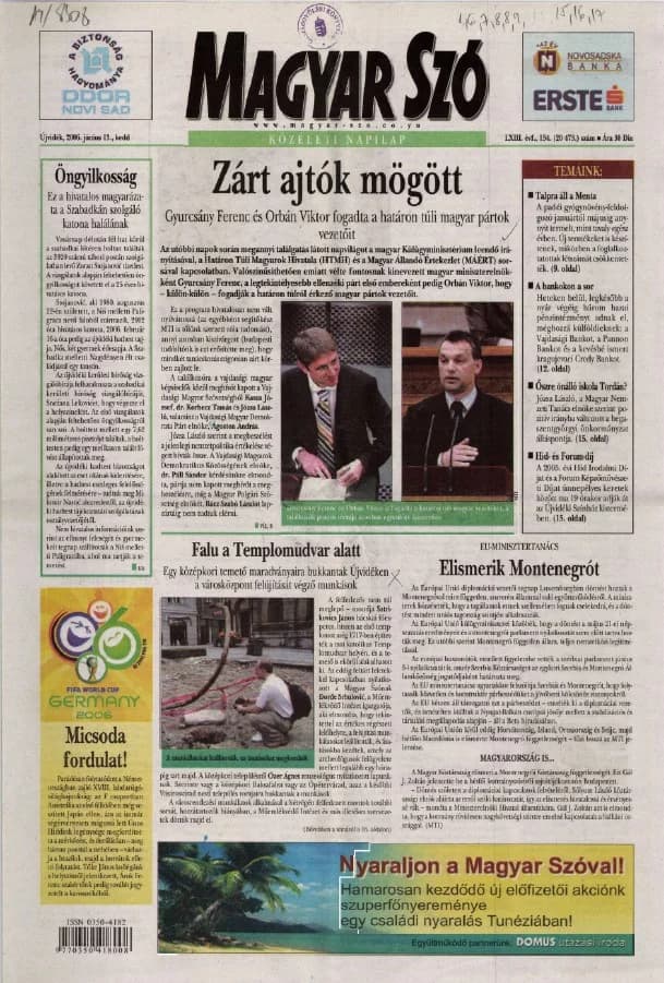 Magyar Szó, 63. évf. 2006. június 13. 134. sz. 1–20. oldal