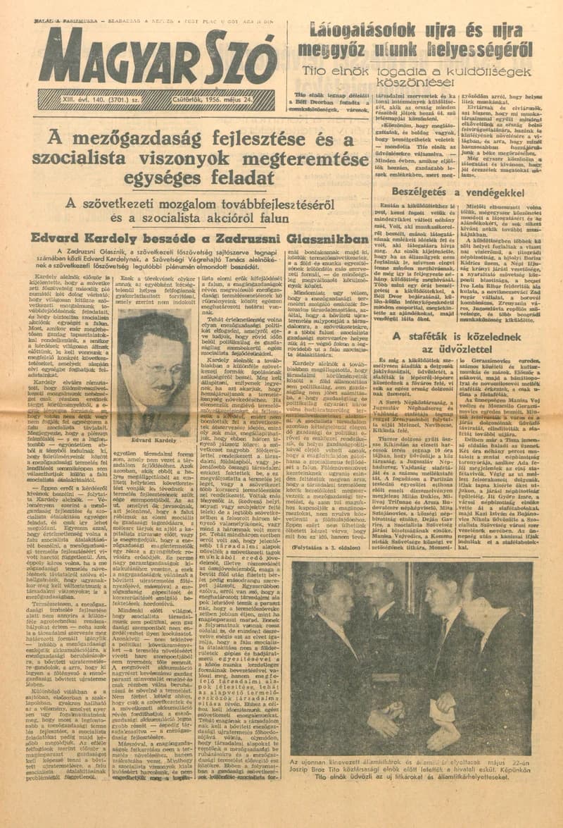 Magyar Szó, 13. évf. 1956. május 24. 140. sz. 1–8. oldal
