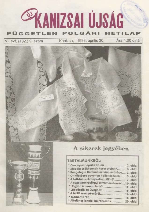 Új Kanizsai Újság, 5. évf. 1998. április 30. 9. sz.