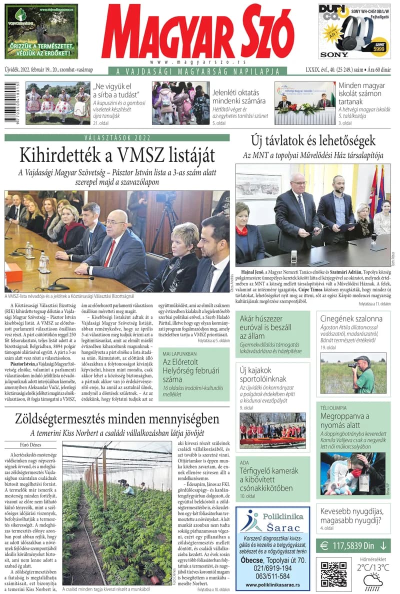 Magyar Szó, 79. évf. 2022. február 19. – 20. 40. sz. 1–32. oldal