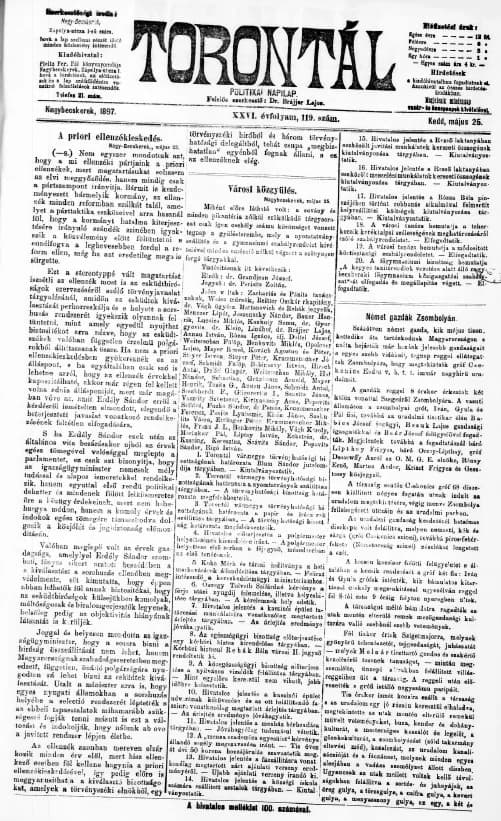 Torontál, 26. évf. 1897. május 25. 119. sz.