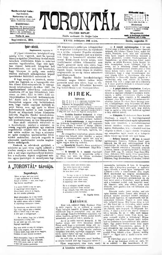 Torontál, 28. évf. 1899. augusztus 16. 186. sz.
