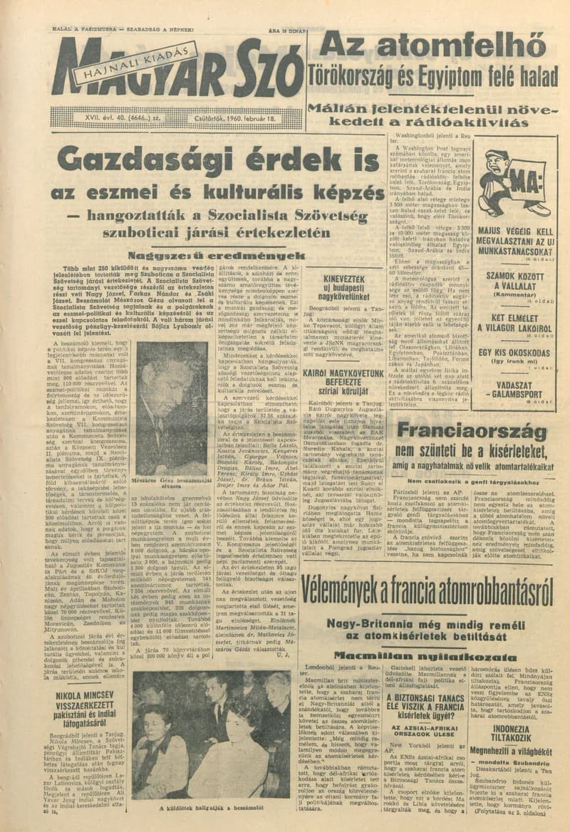 Magyar Szó, 17. évf. 1960. február 18. 40. sz. 1–18. oldal