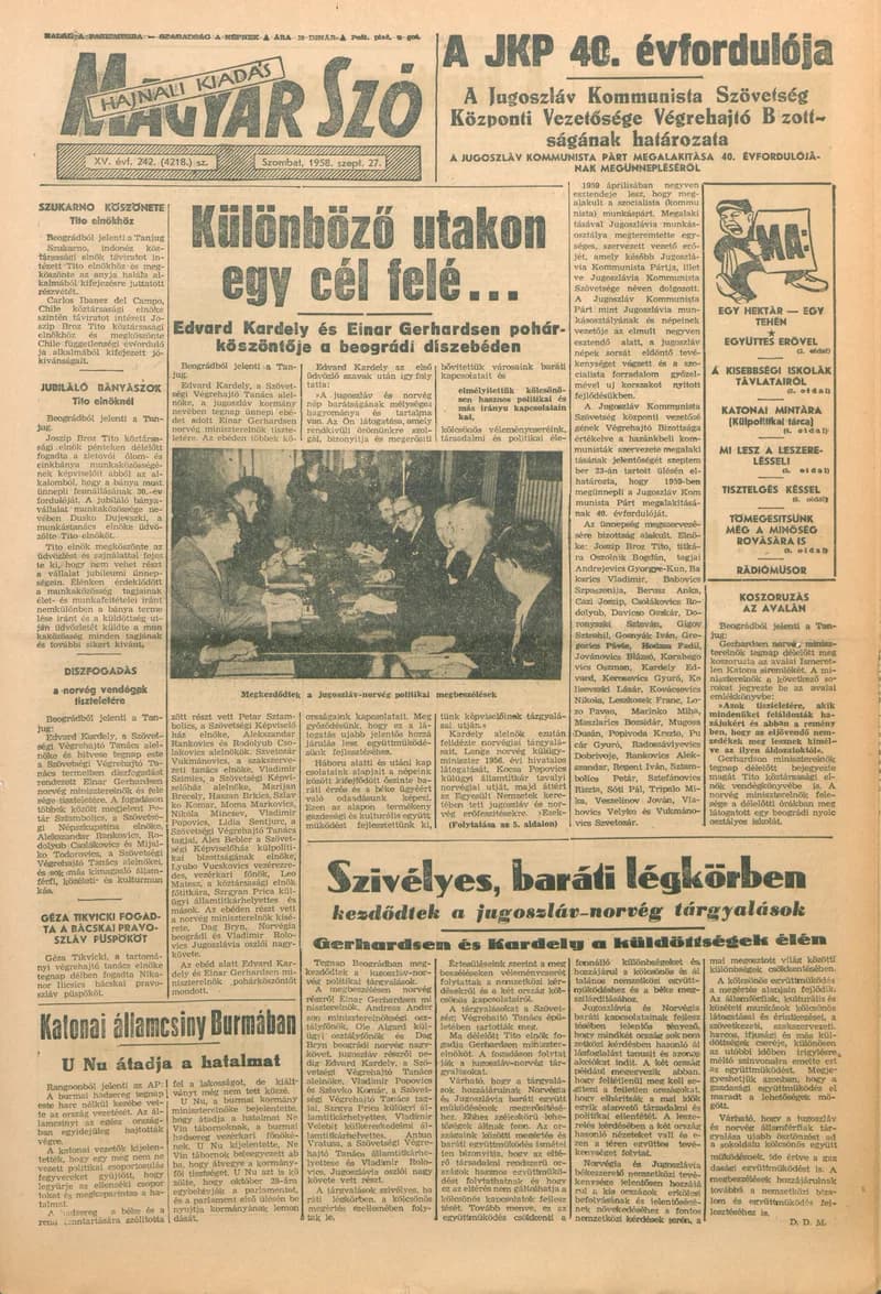 Magyar Szó, 15. évf. 1958. szeptember 27. 242. sz. 1–18. oldal