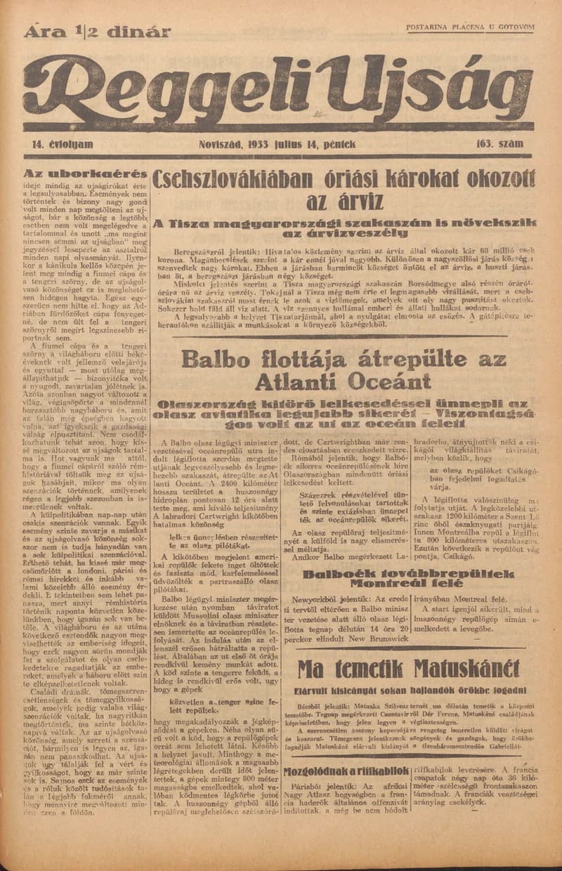 Reggeli Újság, 14. évf. 1933. július 14. 163. sz.
