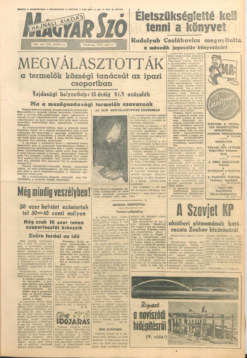 Magyar Szó, 14. évf. 1957. november 3. 302. sz. 1–18. oldal