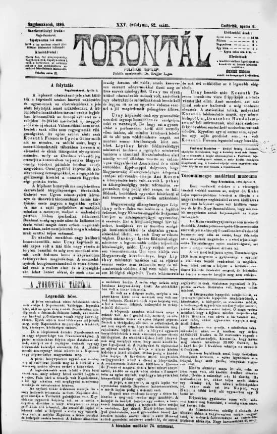 Torontál, 25. évf. 1896. április 9. 82. sz.