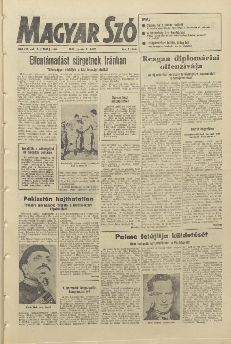 Magyar Szó, 38. évf. 1981. január 5. 3. sz. 1–16. oldal