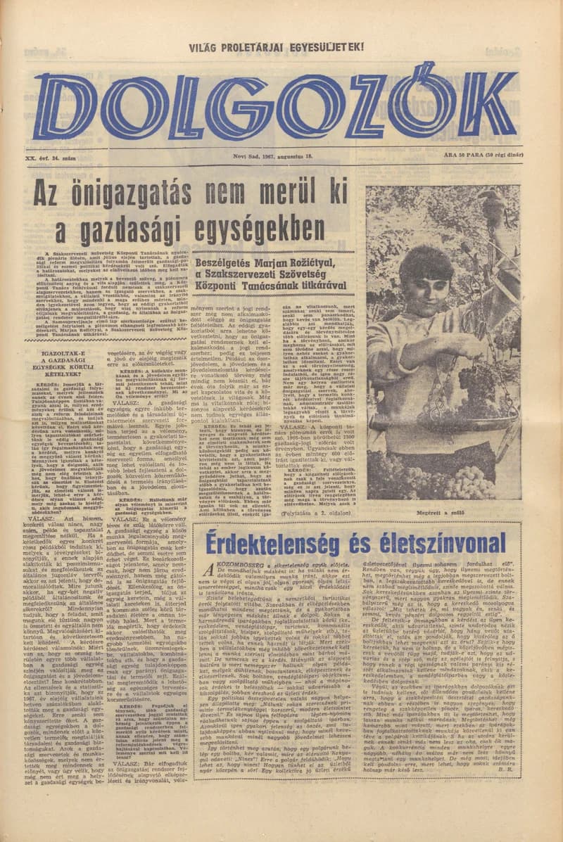 Dolgozók, 21. évf. 1967. augusztus 18. 34. sz.