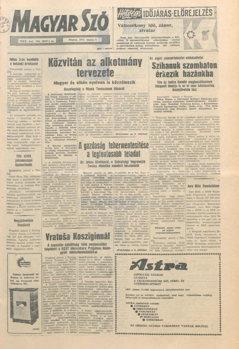 Magyar Szó, 30. évf. 1973. június 8. 155. sz. 1–18. oldal