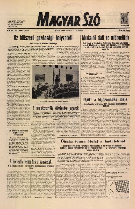 Magyar Szó, 45. évf. 1988. október 13. 283. sz.