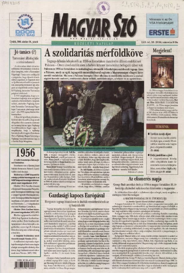 Magyar Szó, 63. évf. 2006. október 20. 245. sz. 1–20. oldal