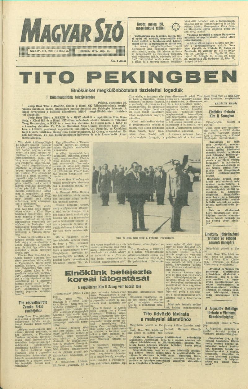 Magyar Szó, 34. évf. 1977. augusztus 31. 239. sz.