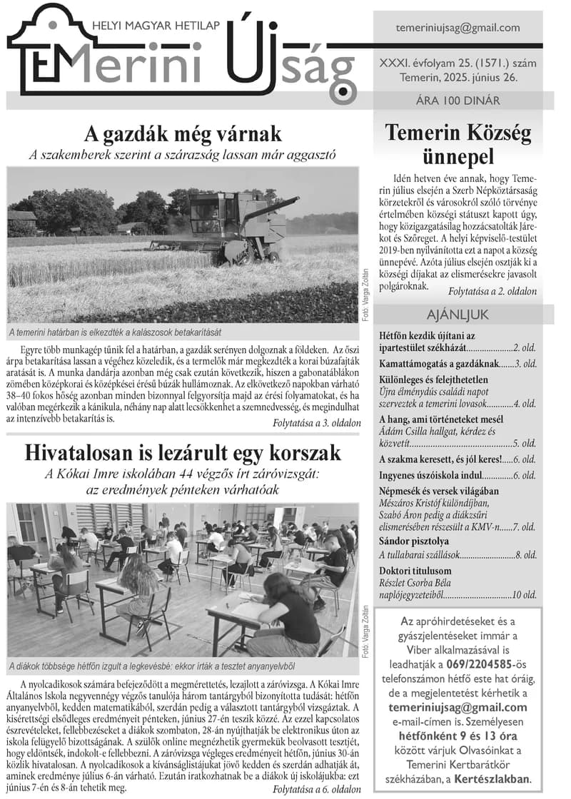 Temerini Újság, 31. évf. 2025. június 26. 25. sz.