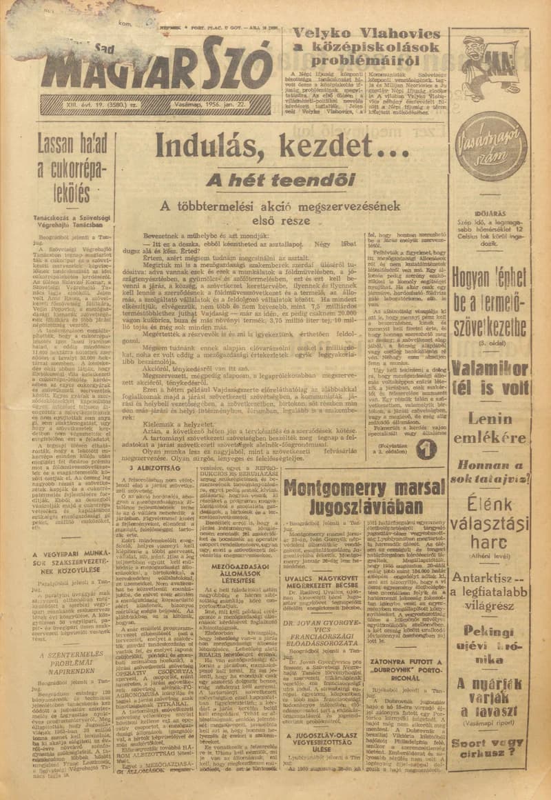 Magyar Szó, 13. évf. 1956. január 22. 19. sz. 1–20. oldal