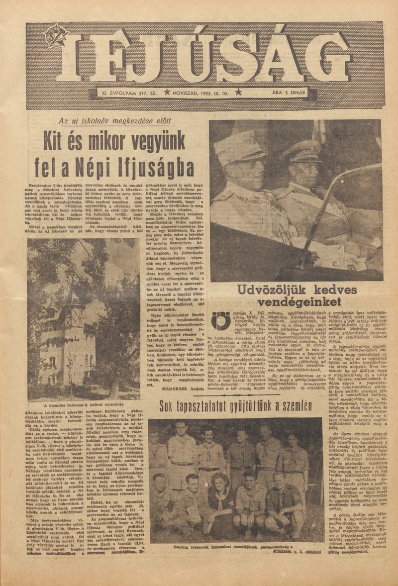 Ifjúság, 11. évf. 1955. szeptember 10. 517. sz.