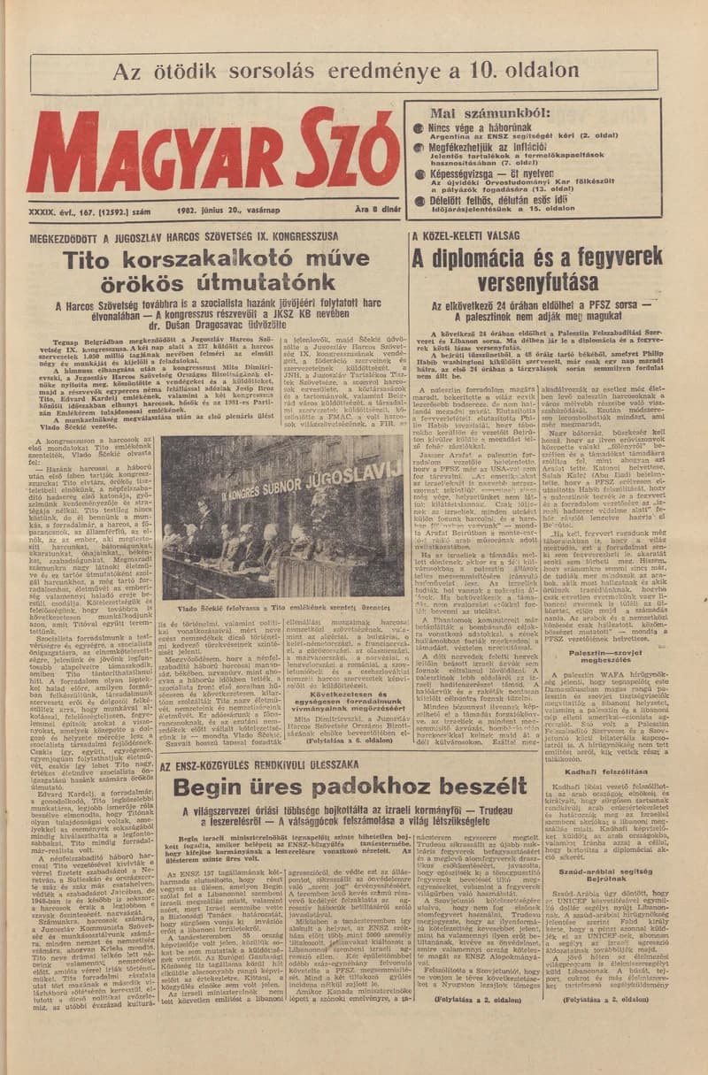 Magyar Szó, 39. évf. 1982. június 20. 167. sz. 1–32. oldal