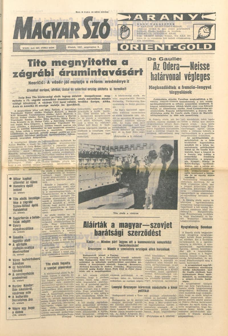 Magyar Szó, 24. évf. 1967. szeptember 8. 247. sz. 1–16. oldal