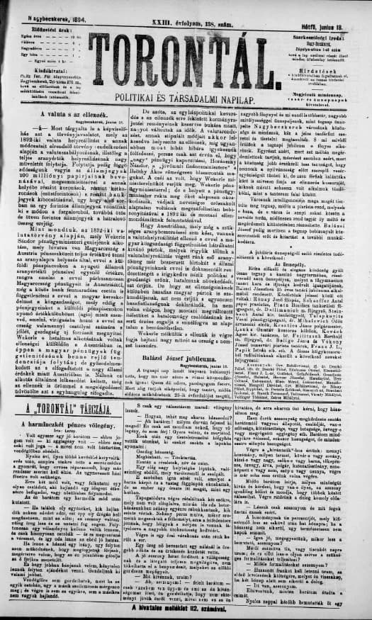 Torontál, 23. évf. 1894. június 18. 138. sz.