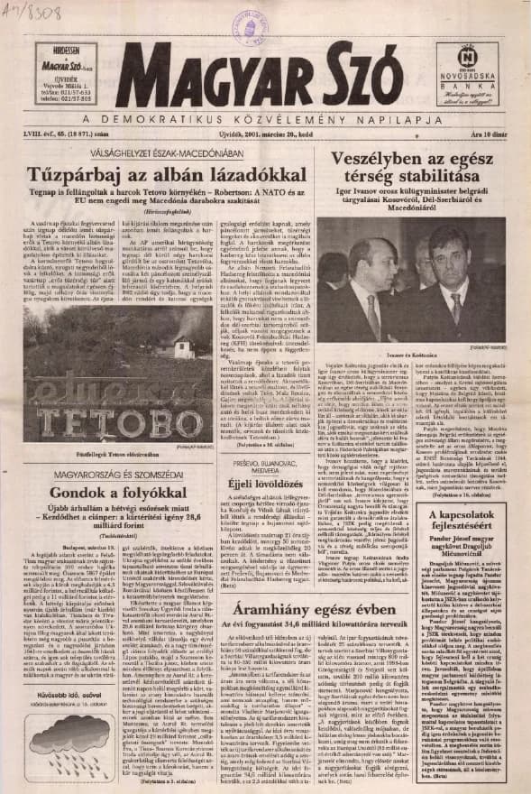 Magyar Szó, 58. évf. 2001. március 20. 65. sz. 1–16. oldal