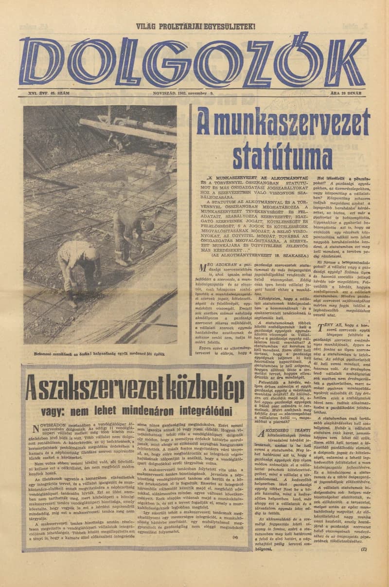 Dolgozók, 16. évf. 1962. november 9. 45. sz.