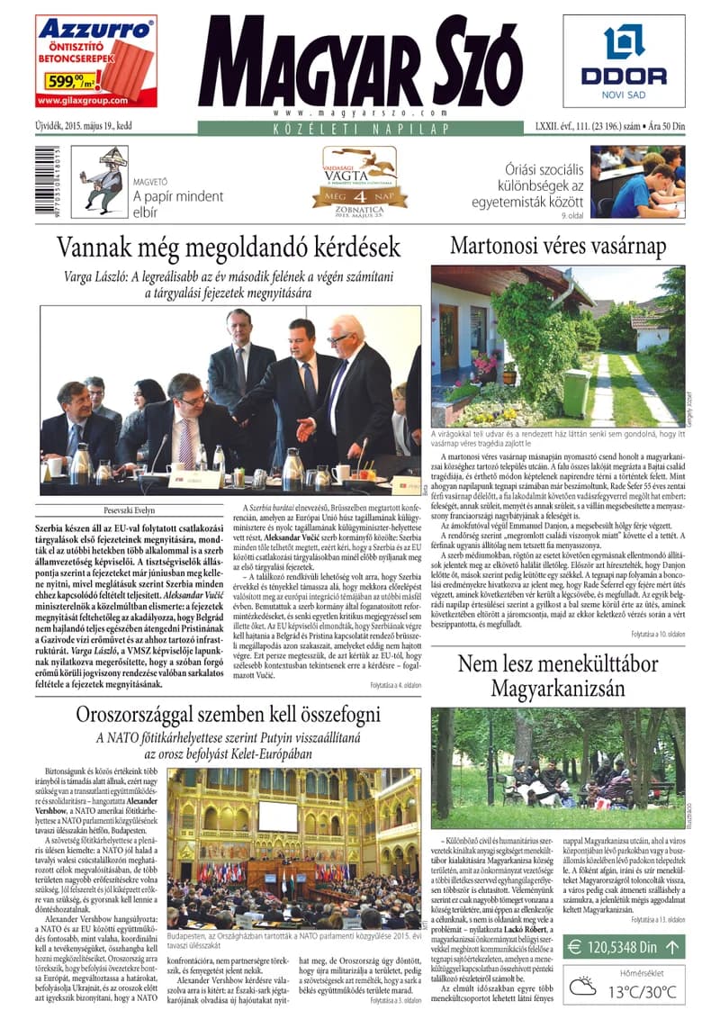 Magyar Szó, 72. évf. 2015. május 19. 111. sz. 1–20. oldal