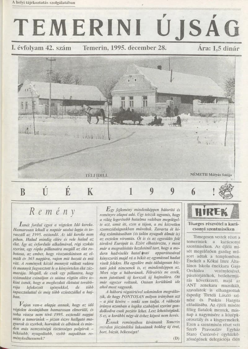 Temerini Újság, 1. évf. 1995. december 28. 42. sz.