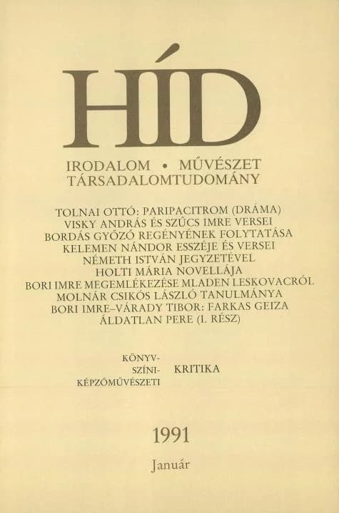 Híd, 55. évf. 1991. január. 1. sz. 1–100. oldal