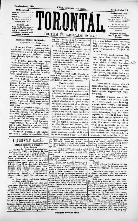 Torontál, 23. évf. 1894. október 29. 248. sz.