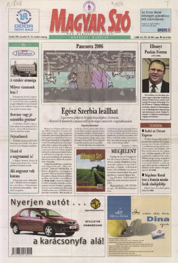 Magyar Szó, 63. évf. 2006. november 18. – 19. 270. sz. 1–28. oldal