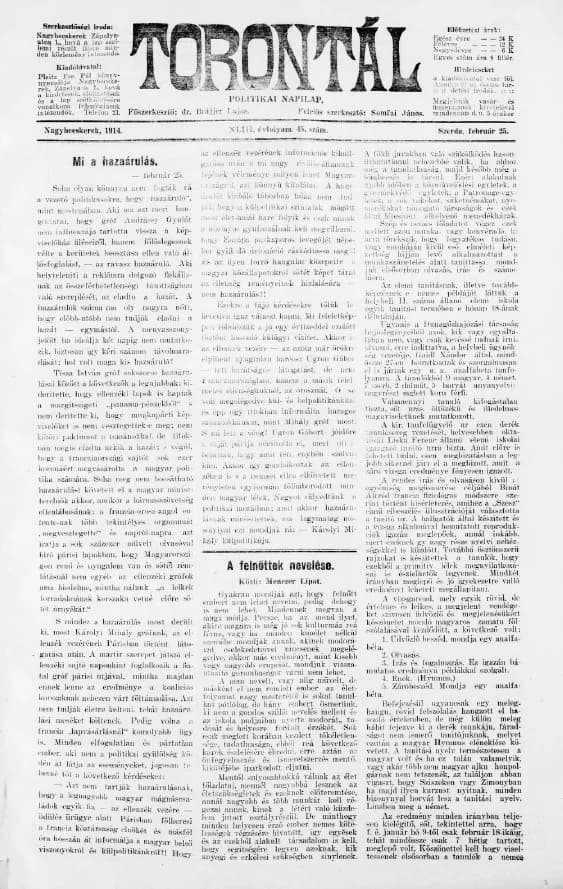 Torontál, 43. évf. 1914. február 25. 45. sz.