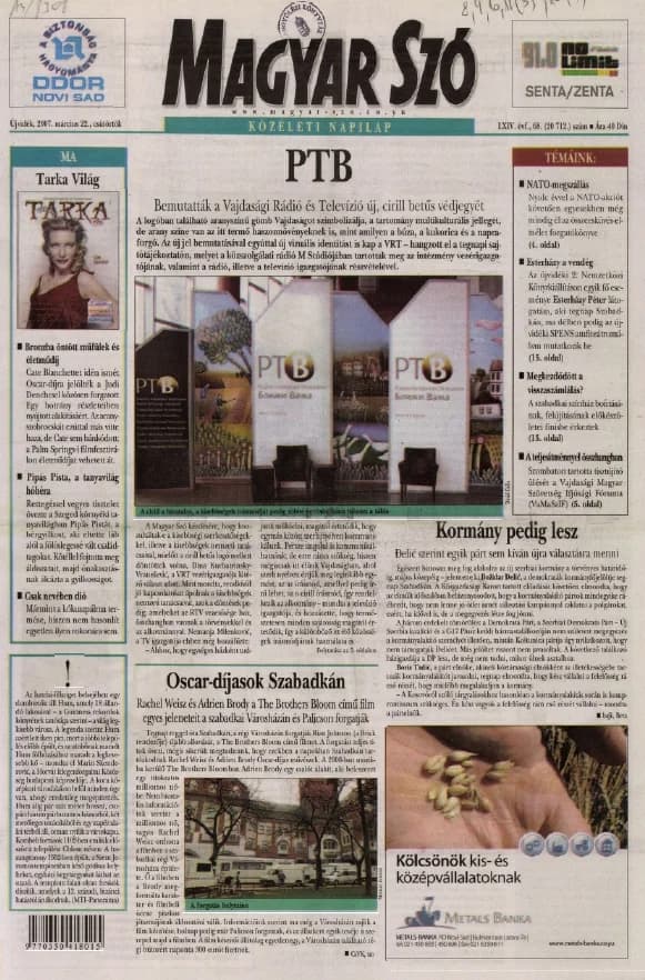 Magyar Szó, 64. évf. 2007. március 22. 68. sz. 1–20. oldal
