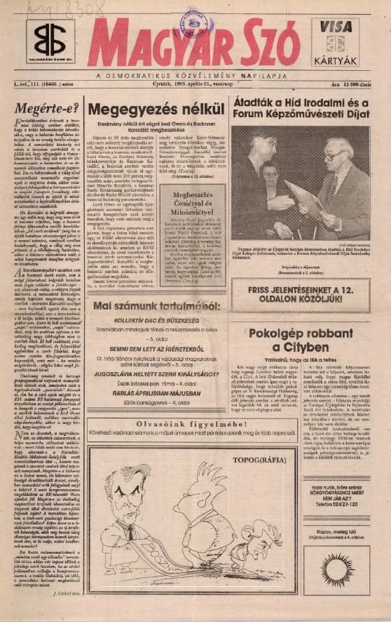 Magyar Szó, 50. évf. 1993. április 25. 111. sz. 1–24. oldal