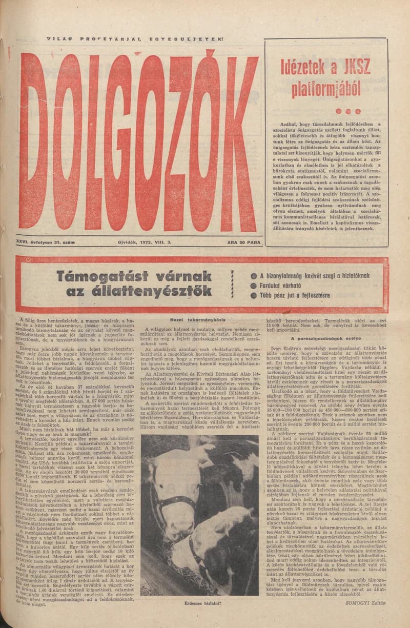 Dolgozók, 27. évf. 1973. augusztus 3. 31. sz.