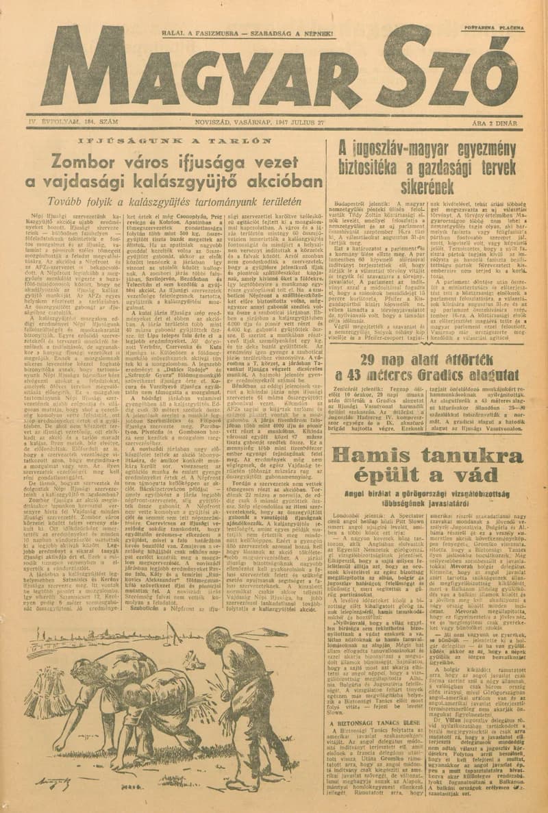 Magyar Szó, 4. évf. 1947. július 27. 184. sz. 1–8. oldal