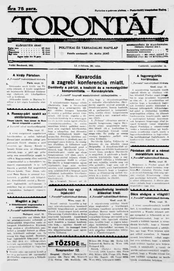Torontál, 51. évf. 1922. szeptember 14. 204. sz.